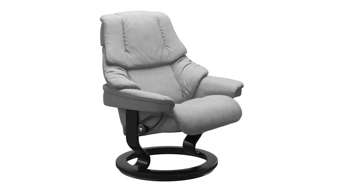 Stressless Reno with Classic Base in Clover Light Grey Fabric